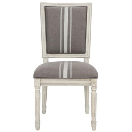 SAFAVIEH 19 in. Buchanan French Brasserie Linen Rect Side Chair, Grey and Beige FOX6229M-SET2